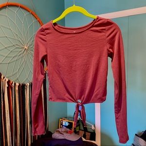 Long sleeved cropped T. Color is more Wine than the photo is showing